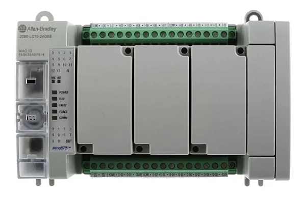 Allen Bradley | Controlador Micro870, 14 entradas, 10 saídas, Ethernet. 2080-LC70-24QWB