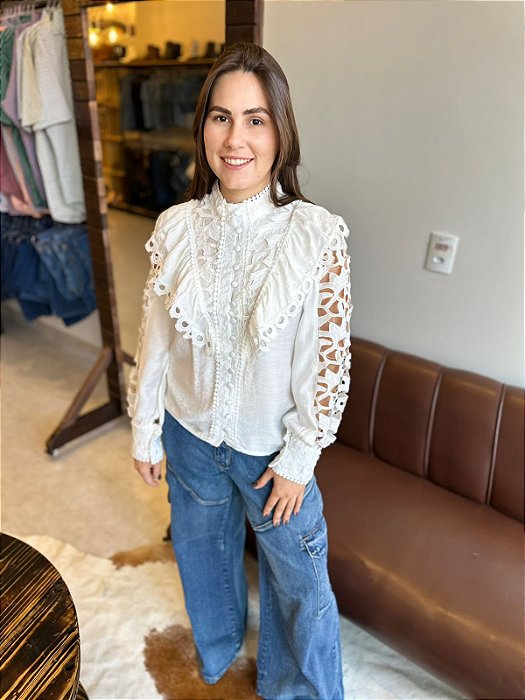CAMISA RENDA BRANCA SP-68 TAM:M