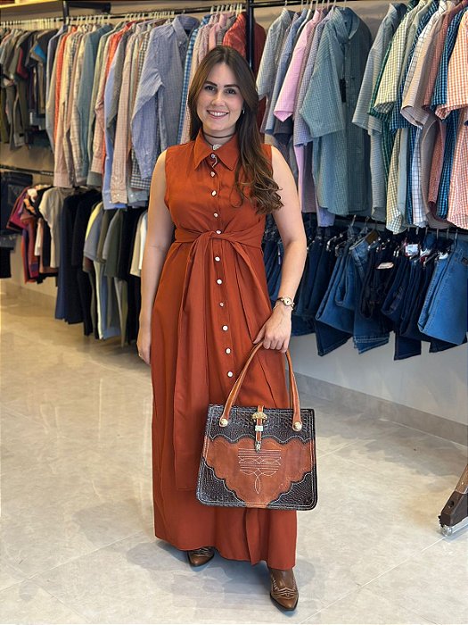 VESTIDO AMARRAR TERRA COTA TAM: M