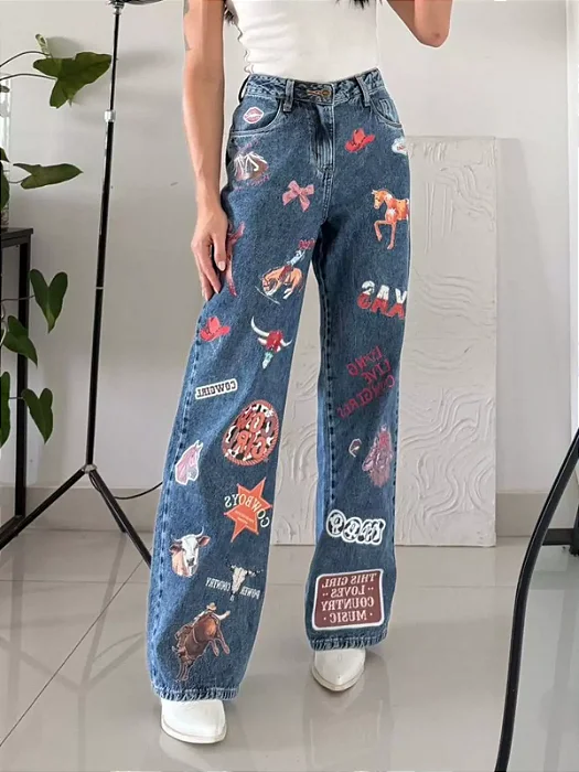 CALÇA JEANS BOIADEIRA ESCURA