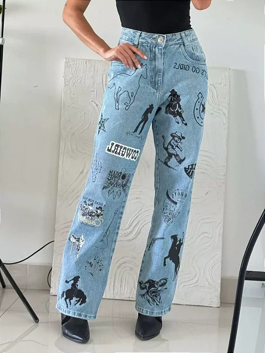 CALÇA JEANS BOIADEIRA CLARA