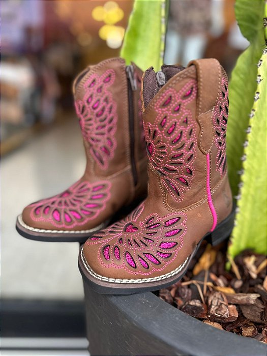 BOTA HELAZZA TABACO ROSA GLITER ROSA 1450