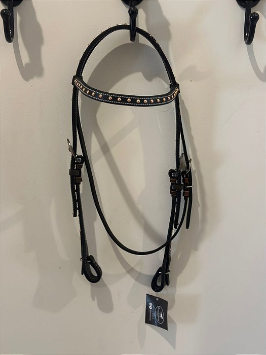 CABEÇADA DE TESTA PRETA LE RETA 2 EBGARE RAPIDO C/ GRAMPO AFOGADOR REF:13411