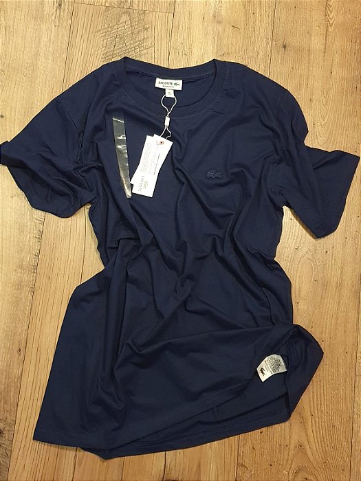 Camiseta Básica Lacoste Monocromática Masculina Azul Marinho