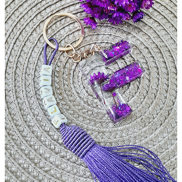Chaveiro Personalizado em Resina com Miçangas – Sob Encomenda