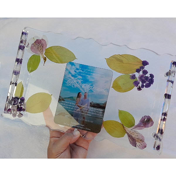 Eternização de Flores em Bandeja de Resina 30x19cm – Personalizado e Sob Encomenda