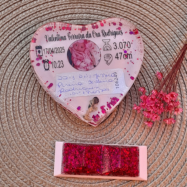 Eternização em Resina Coração 10x13cm – Personalizado e Sob Encomenda