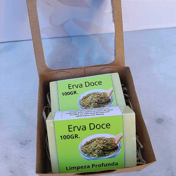 Kit sabonete artesanal de erva doce com 2 barras de 100g – Aroma suave e propriedades relaxantes