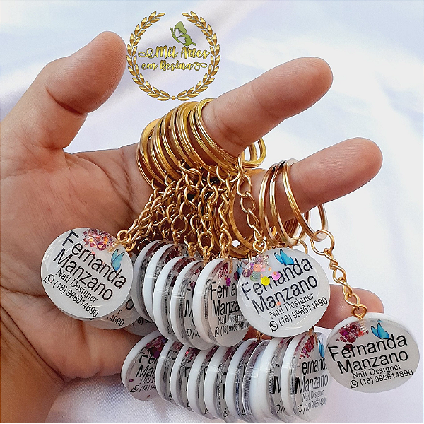 Chaveiro Redondo em Resina 3 cm – Lembrancinha Personalizada com Embalagem Individual