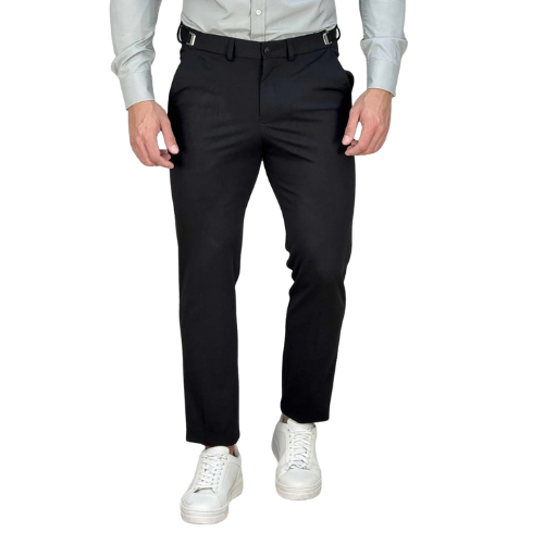 Calça de Alfaiataria Slim Masculina em Preto com Regulagem