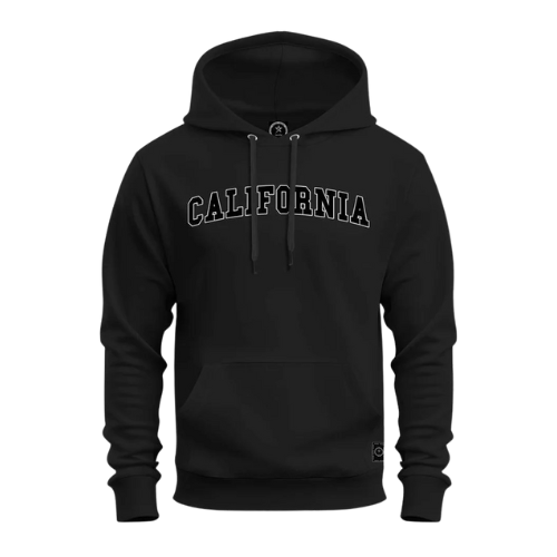 Moletom Estampado Bolso Canguru Algodão Confortável Californ Hils - Preto