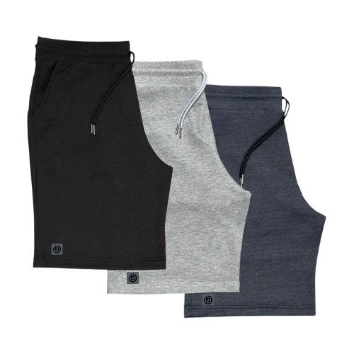 Kit 3 Bermudas Masculinas Moletom Shorts Moletinho Benellys - Preto, Cinza e Marinho