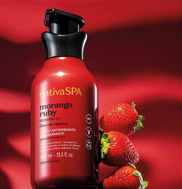 LOÇÃO ANTIOXIDANTE DESODORANTE CORPORAL NATIVA SPA MORANGO RUBY 400ML