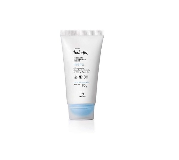 DESODORANTE ANTITRANSPIRANTE EM CREME TODODIA LEITE DE ALGODÃO 80G