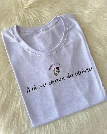 Camiseta Feminina Fé a Chave - Branca