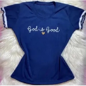Camiseta Feminina God is Good - Azul