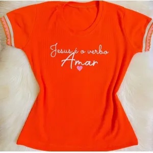 Camiseta Feminina Jesus é o Verbo - Laranja