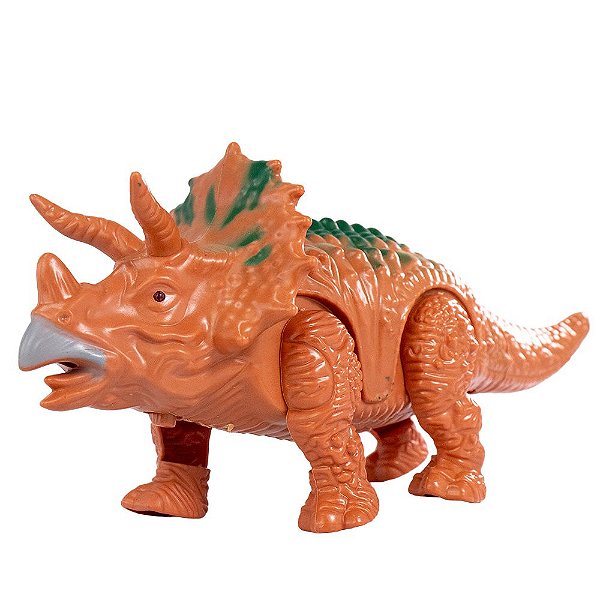 Brinquedo Dinossauro Triceratops Com Som Luz E Movimento 23cm