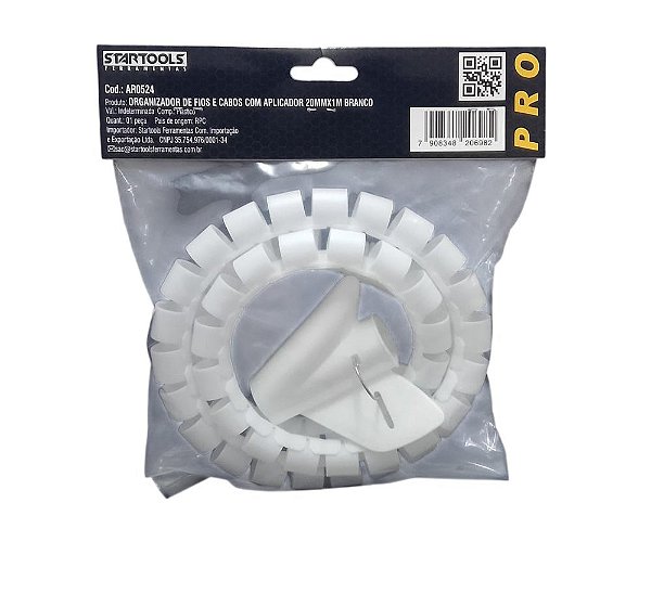 Organizador de Fios e Cabos com Aplicador 20mmx1m - Branca