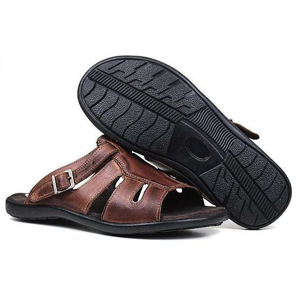 Chinelo Masculino de Couro Havana