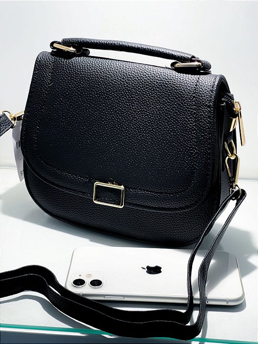 Bolsa Média Redonda em Couro Sintético com Alça Ref. 1626