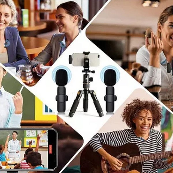 Microfone Lapela Sem Fio Duplo Tipo C para Celular