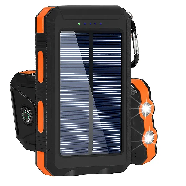 Carregador Portátil Power Bank Solar Usb Laranja