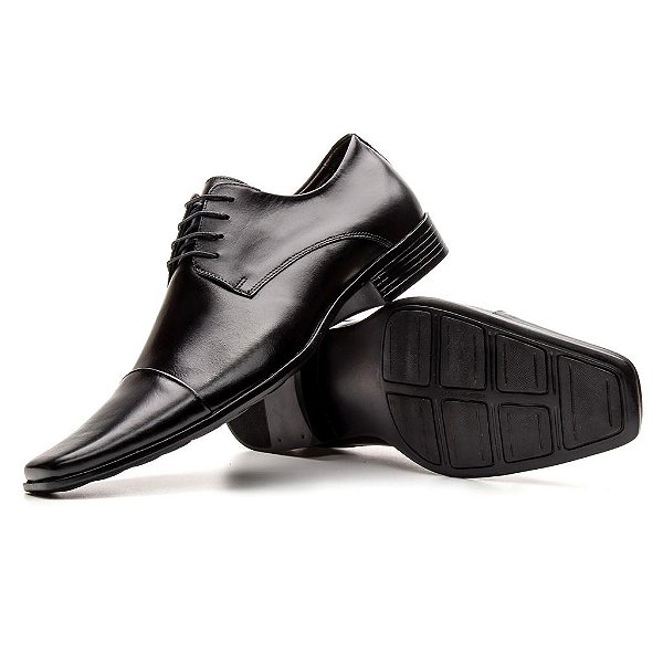 Sapato Social Masculino Couro Derby de Amarrar Cor:Preto;Gênero:Masculino;Tamanh
