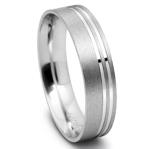 Aliança de Namoro Prata 950 Masculina 5,0mm Unidade | ALI167
