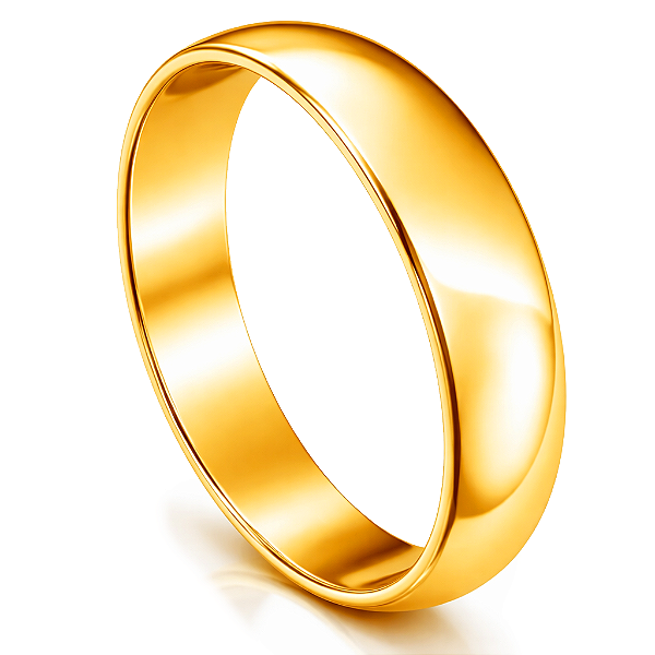 Par de Alianças Ouro 6k Meia Cana 4,6mm | ALI6-19OA