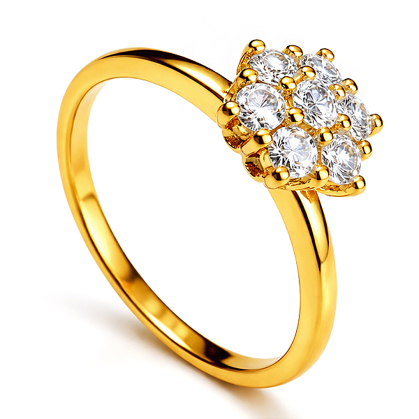 Anel Solitário Ouro 12K com Zircônia Flower Noivado | AS15