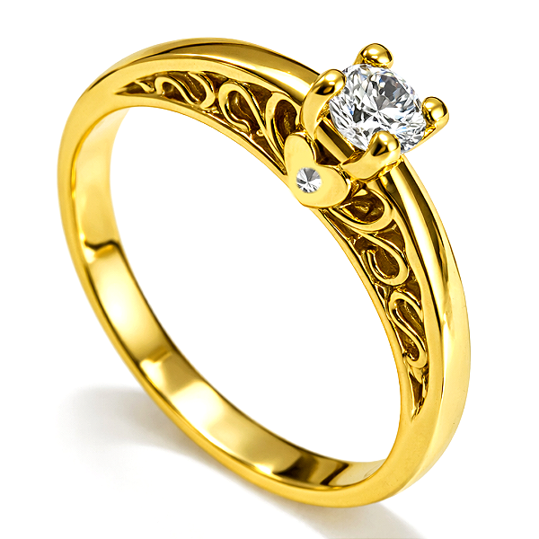 Anel Solitário Ouro 12K com Zircônia Elegance Noivado | AS44