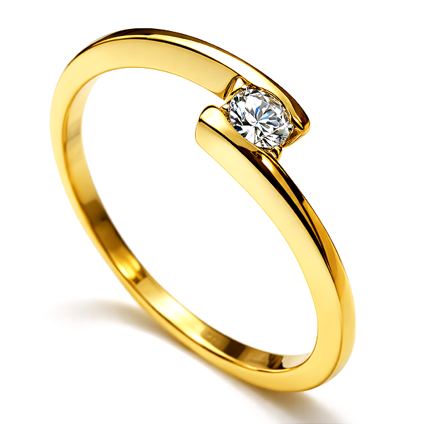 Anel Solitário Ouro 12K com Zircônia Kyoto Noivado | AS47