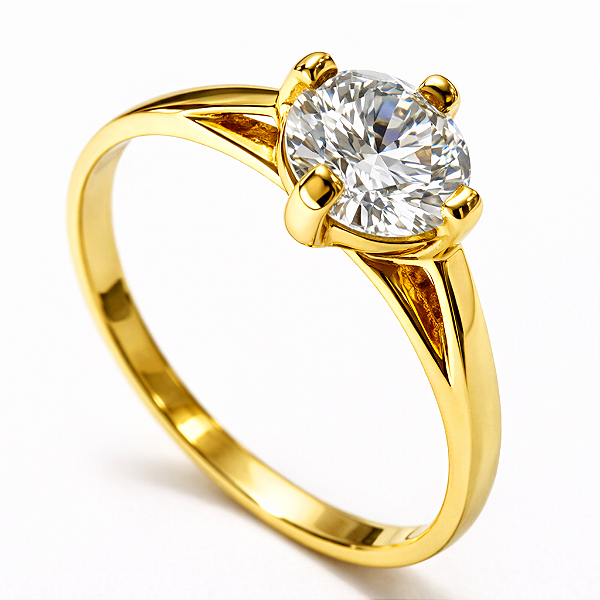 Anel Solitário Ouro 12K com Zircônia Santorini Noivado | AS52