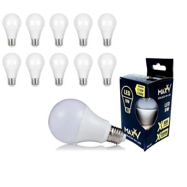 KIT LAMPADA LED A 60 BULBO 9W 6500K MAXXY C/10