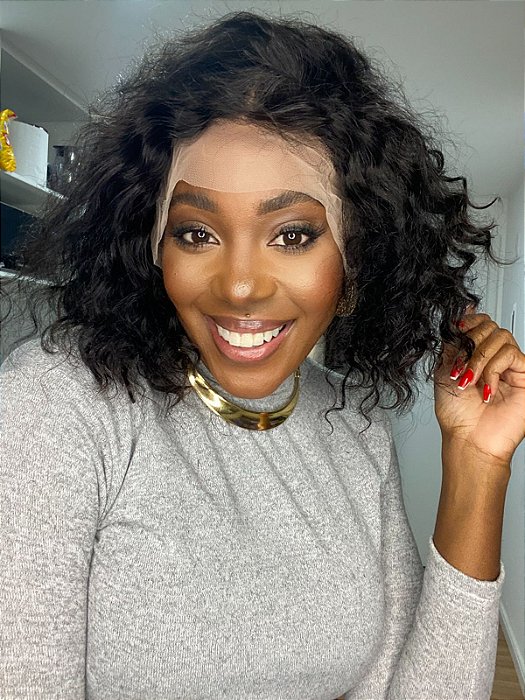 Lace Tina Repartição livre 13x 4 180 de densidade Cabelo humano 35 cm Cor natural