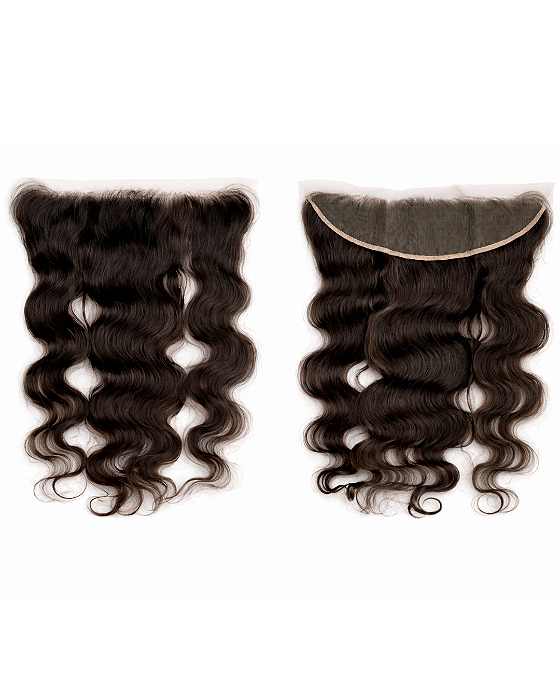 Top Closure 13x4 Cabelo Humano 50CM - Levemente Ondulado Castanho Escuro