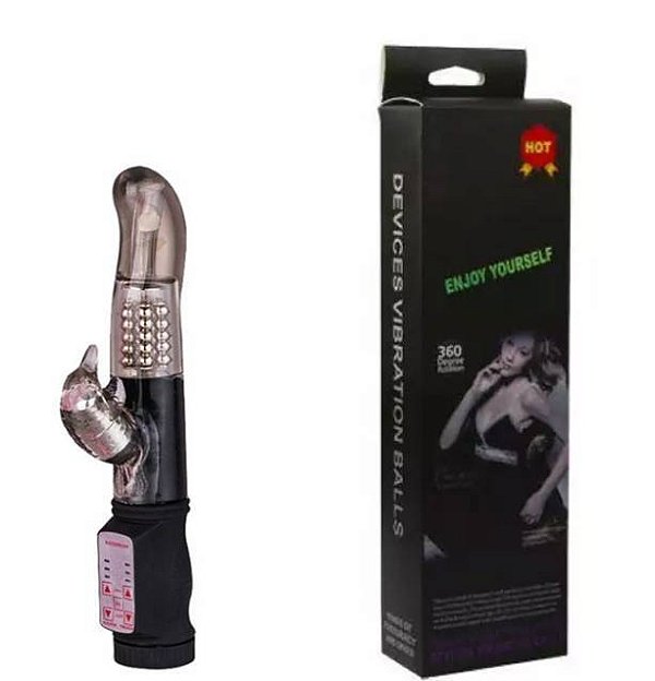 Vibrador Rotativo Ponto G Golfinho 12 modos de Vibração - Preto