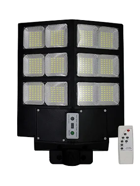 Luminária LED Pública 600W Solar IP66 INMETRO com controle e sensor.