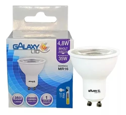 Lâmpada led AR70 4,8w 6500k GU10 1482 bivolt Galaxy Led.