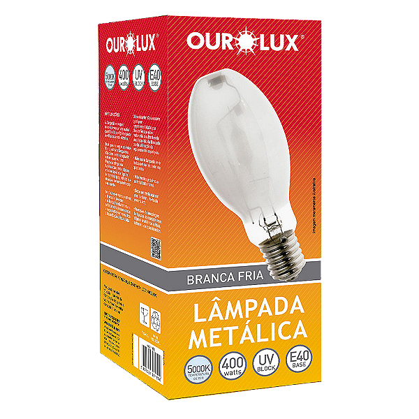 Lâmpada Metálica Ovoide 400W E-40 5000K Ourolux.