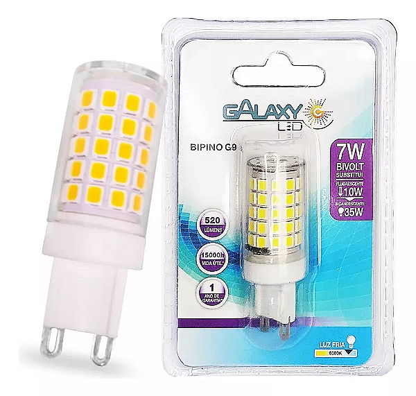 Lâmpada LED G9 7W 6000K bivolt.