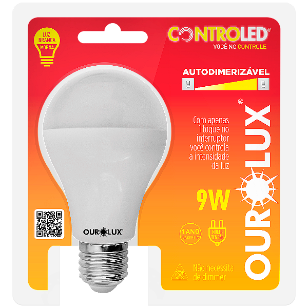 Lâmpada Inteligente Controled 9W Autodimerizável 2.700K bivolt.
