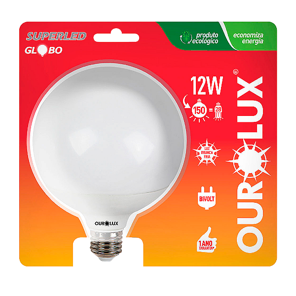 Lâmpada Superled Globo 12W Bivolt 6500K.