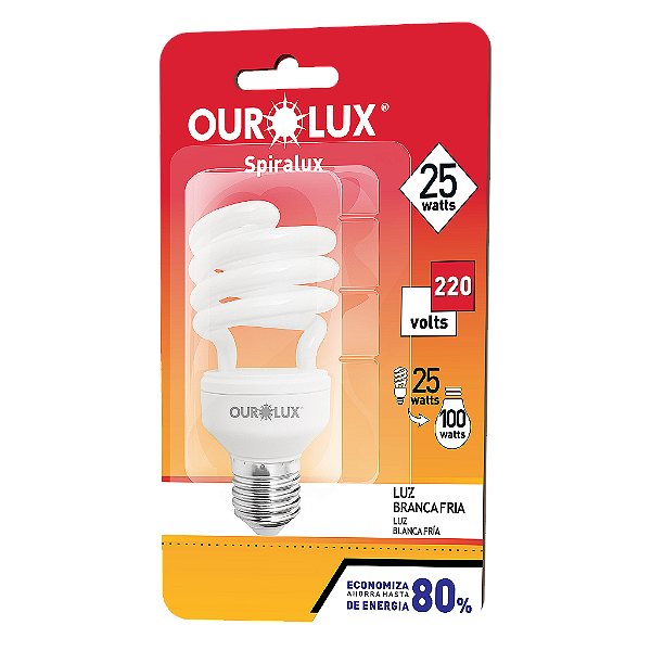 Lâmpada Fluorescente Spiralux 25W 220V 6400K.