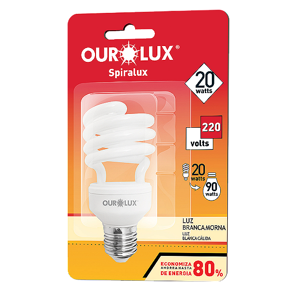 Lâmpada Fluorescente Spiralux 20W 220V 2700K.