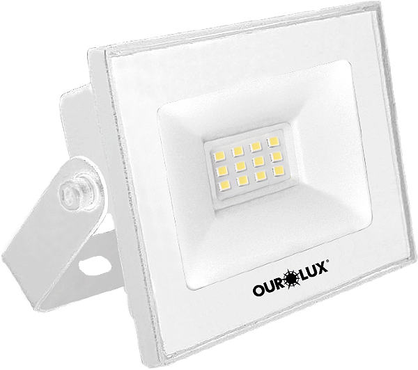 Superled Projetor Slim 10W SMD Branco 800 lúmens 6500K IP65 bivolt.