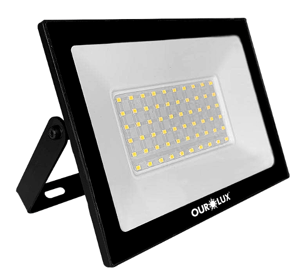 Superled Projetor Slim 50W SMD Preto 4.000 lúmens 6500K IP65 bivolt.