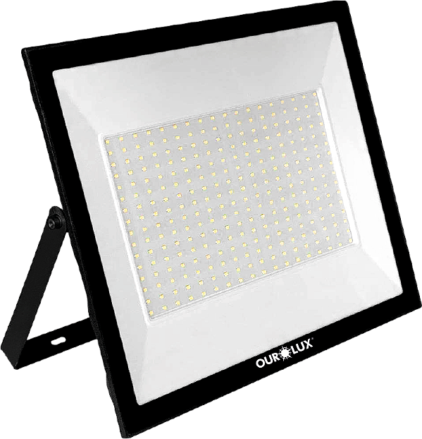 Superled Projetor Slim 200W SMD Preto 16.000 lúmens 6500K IP65 bivolt.