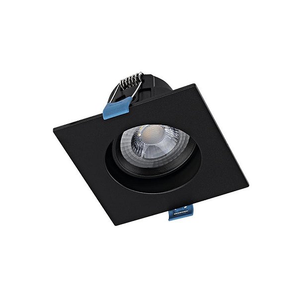 Plafon de embutir LED Easy recuado quadrado 34° 3000K 4,5W bivolt 9,5x9,5x5,4cm ABS preto.